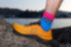 Close-up of Jo Lodder's shoes, representing consistency and groundwork as the foundation for success in both ultra-running and business.